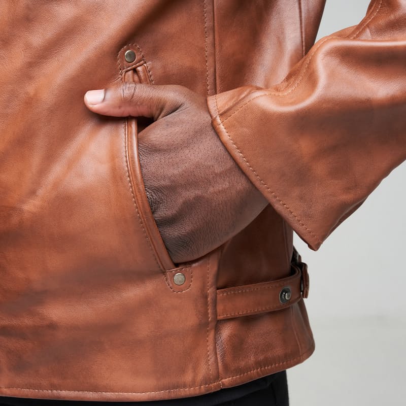 Men's Billy-J Leather Jacket (Waxed Brown)- Supreme Leather