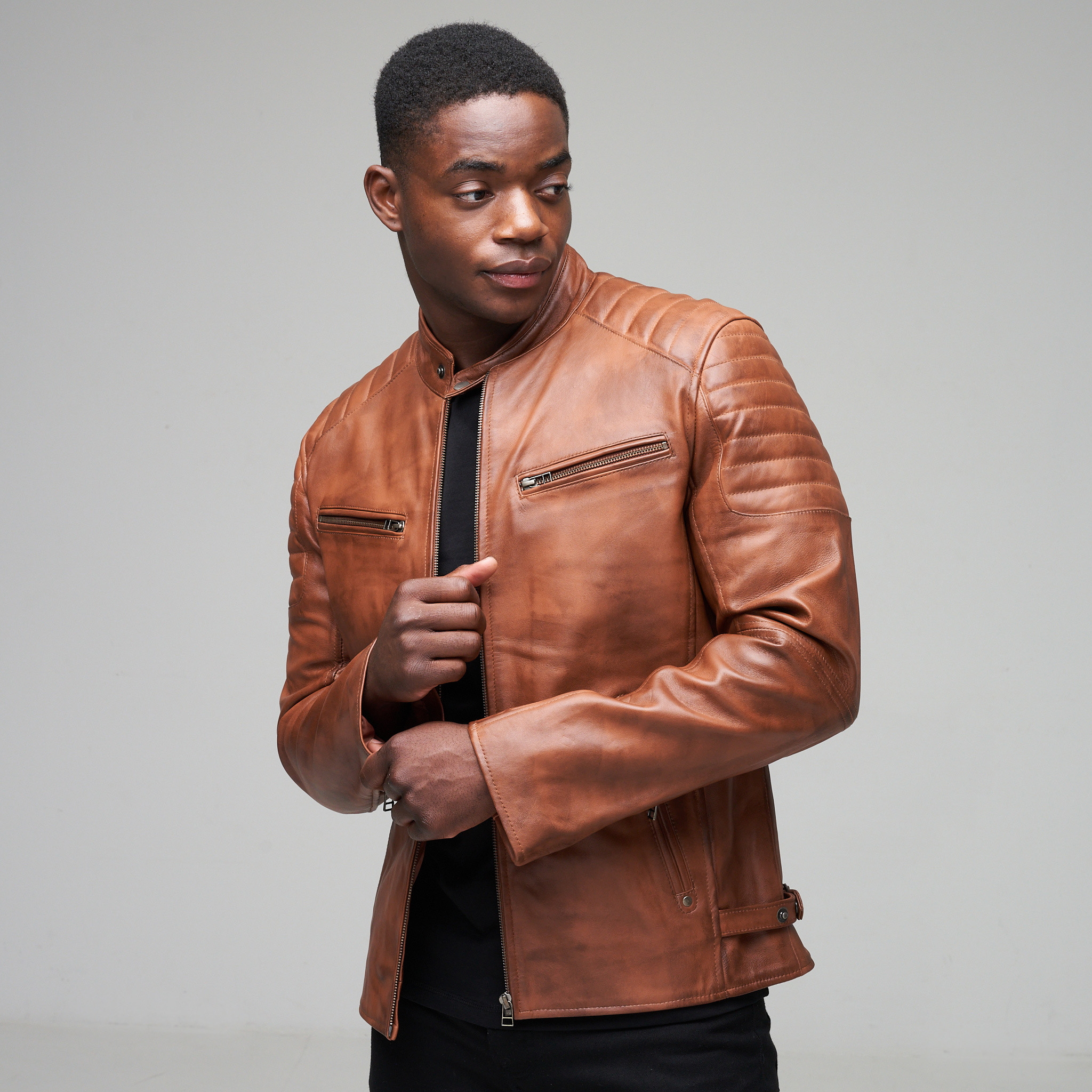 Men's Genuine Leather Billy J Waxed Brown Jacket