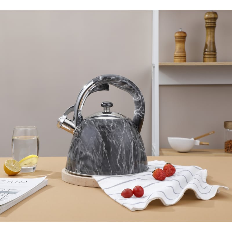 3L Marble Inspired Whistling Stove Top Kettle