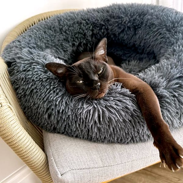 Round Shaggy Anti-Anxiety Donut Pet Bed