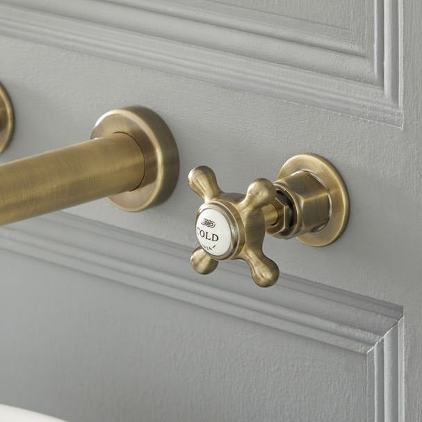 2x Brushed Gold Undertile Stop Taps