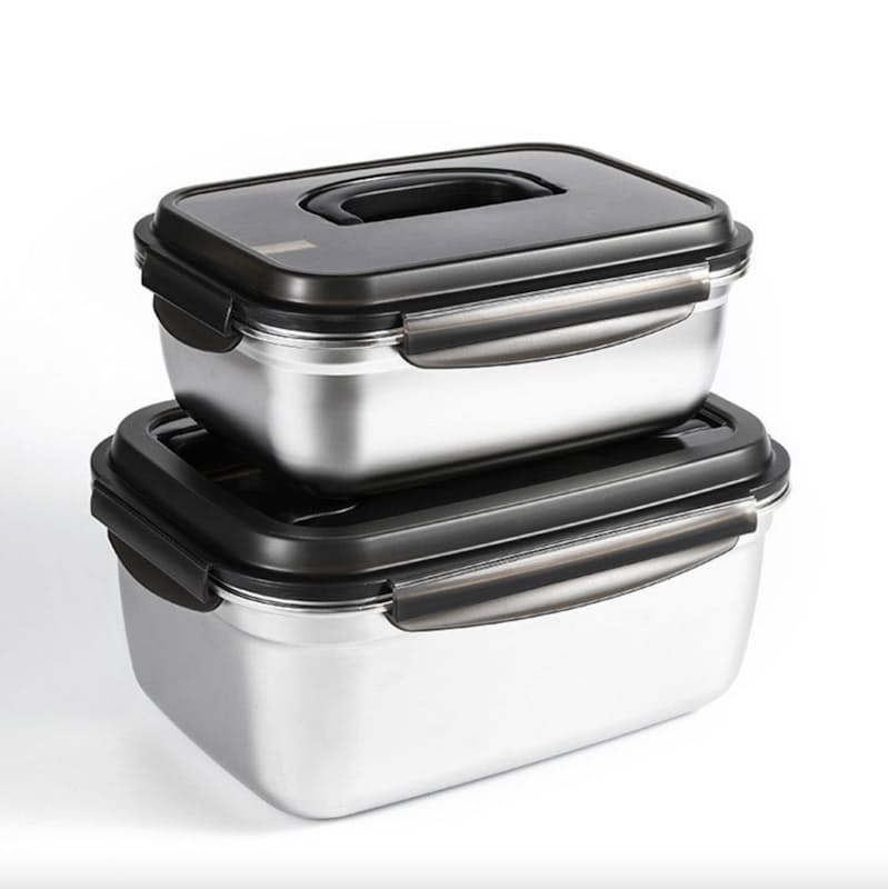 Large Airtight Food Storage Containers - Fresh 4 Pcs, 3.8 liters - Black