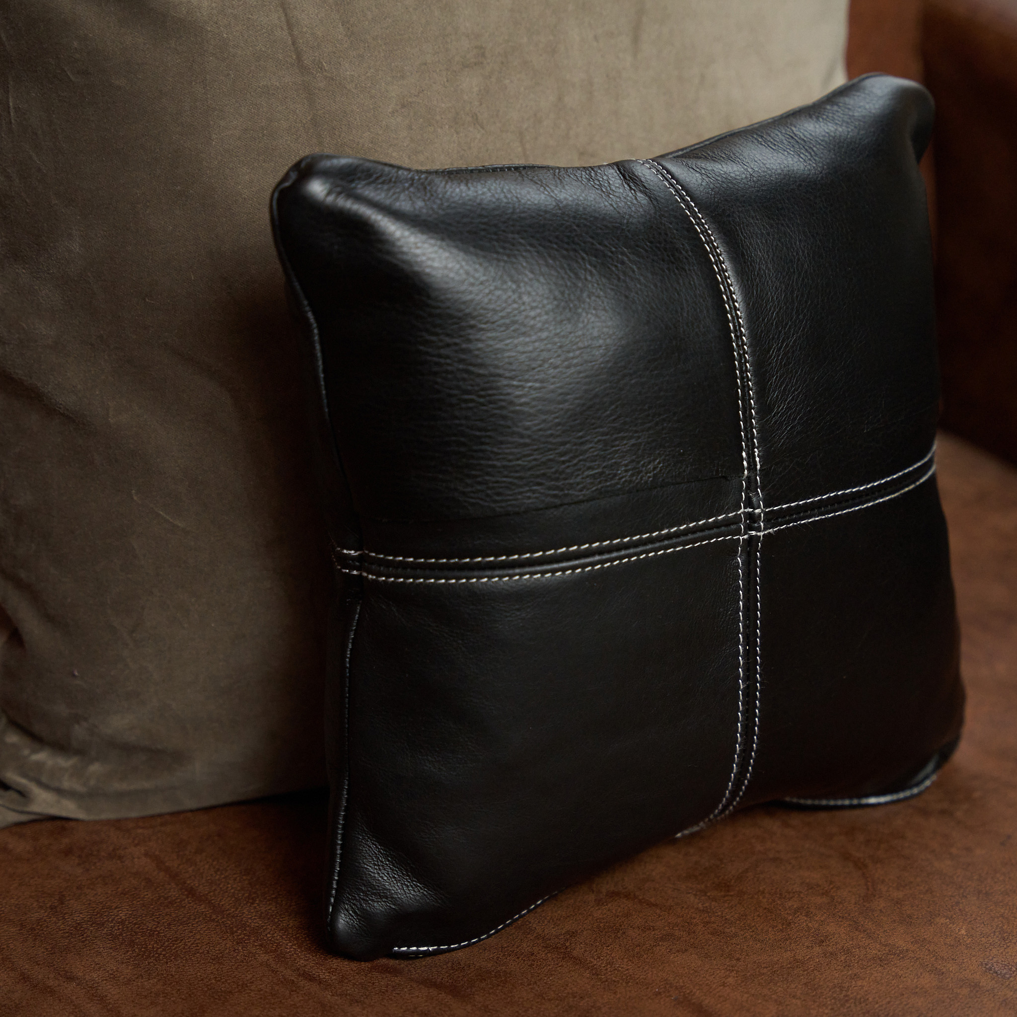 33 off on West & Brown Leather Scatter Cushion OneDayOnly