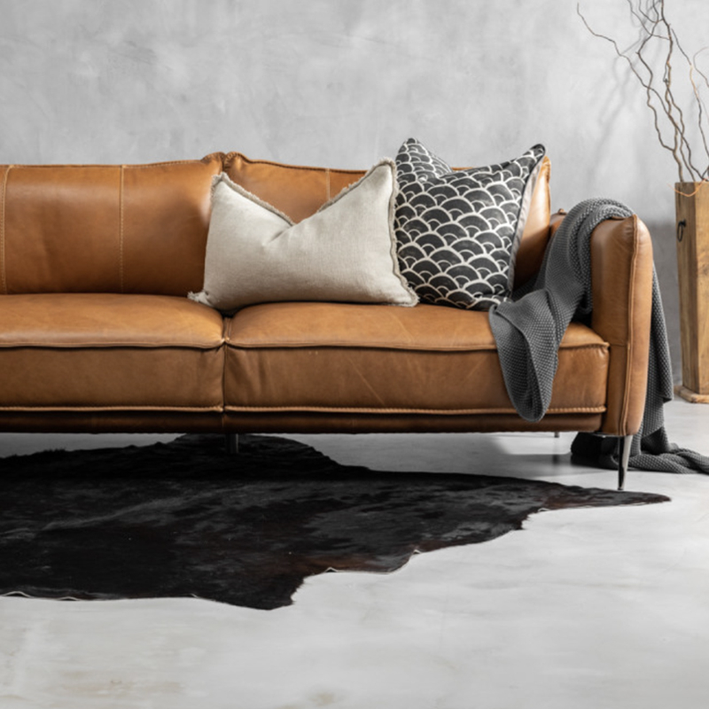 Ottavia Leather L-Shape Couch - Desert Tan