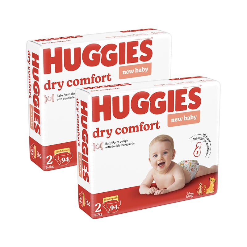 Huggies 2x Dry Comfort Nappies OneDayOnly