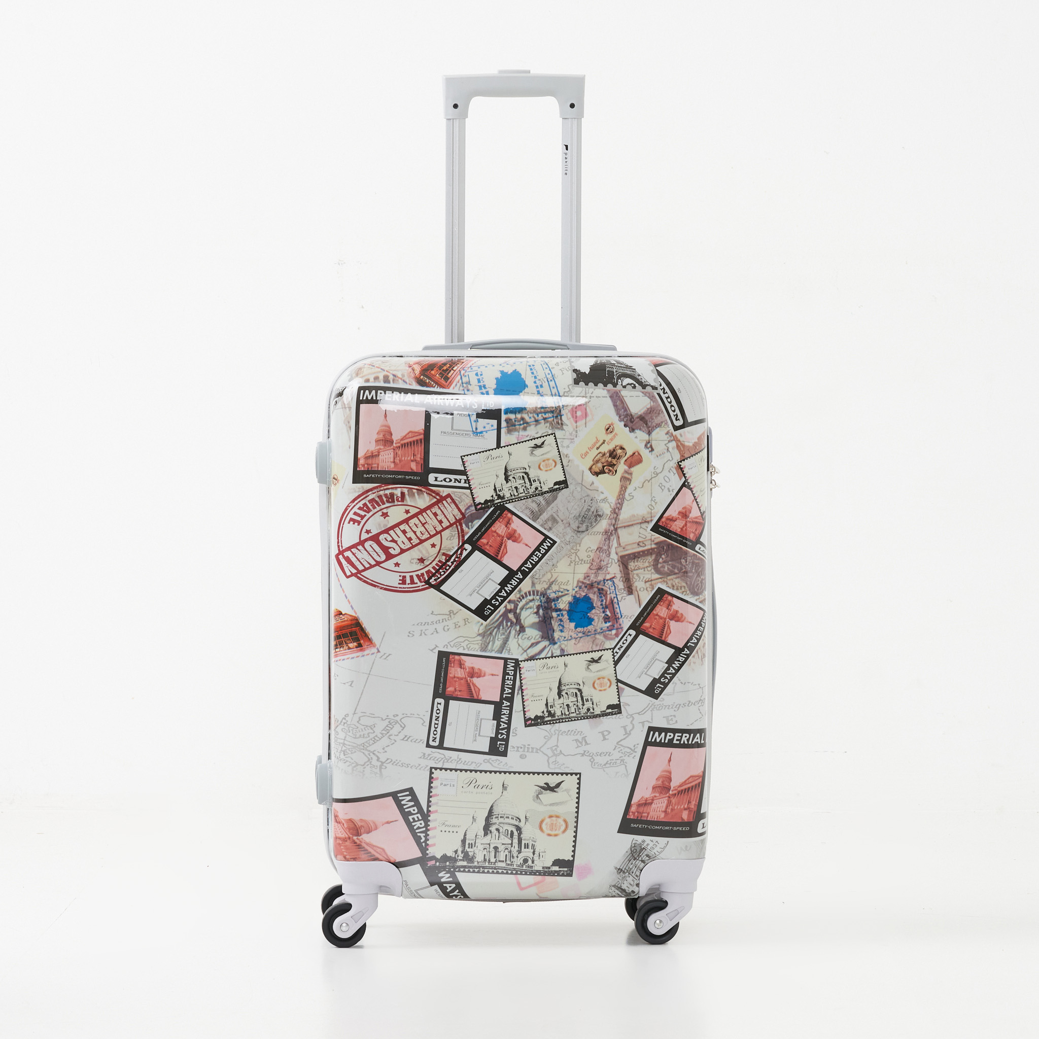 Vinyl Printed Hardside Spinner Trolley Cases with Combination Lock