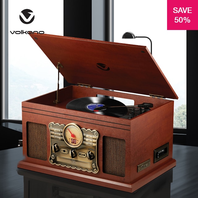 PRIXTON VC400 Vinyl Record Player, Vintage Vinyl Record Player and Music Player via Bluetooth and USB, 2 Integrated Speakers, Case Design, Color Red PRIXTON VC400 Vinyl Record Player, Vintage Vinyl Record Player and Music Player via Bluetooth and USB, 2 Integrated Speakers, Case Design, Color Red