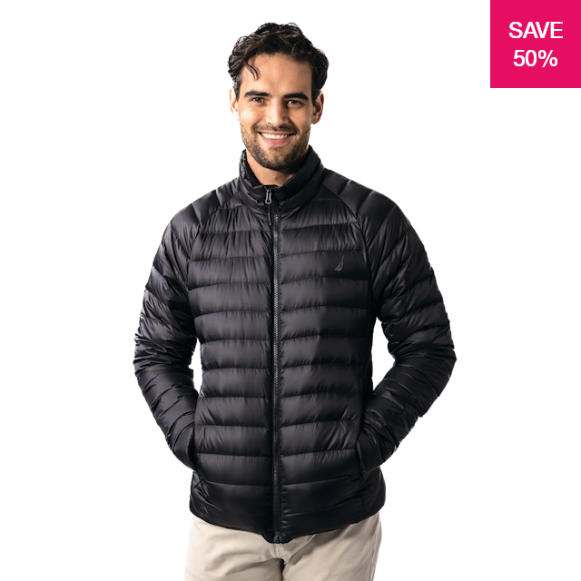 50% off on Nautica Men's Black Puffer Jacket | OneDayOnly