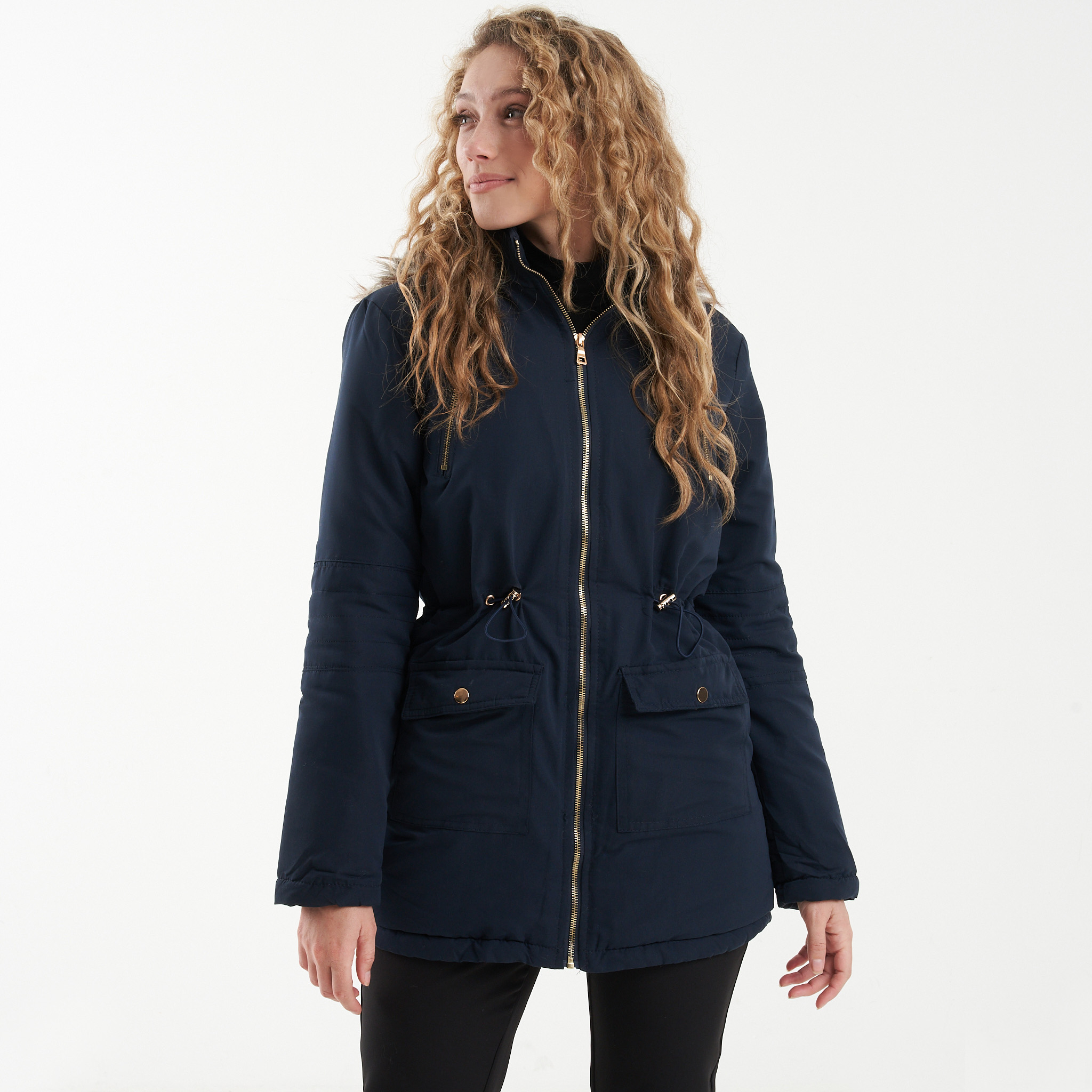 Ladies navy hot sale parka coat