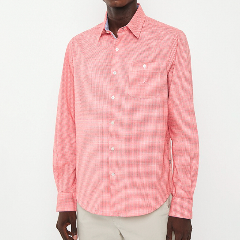 Men's Pepper Red Gingham Long Sleeve Woven Shirt