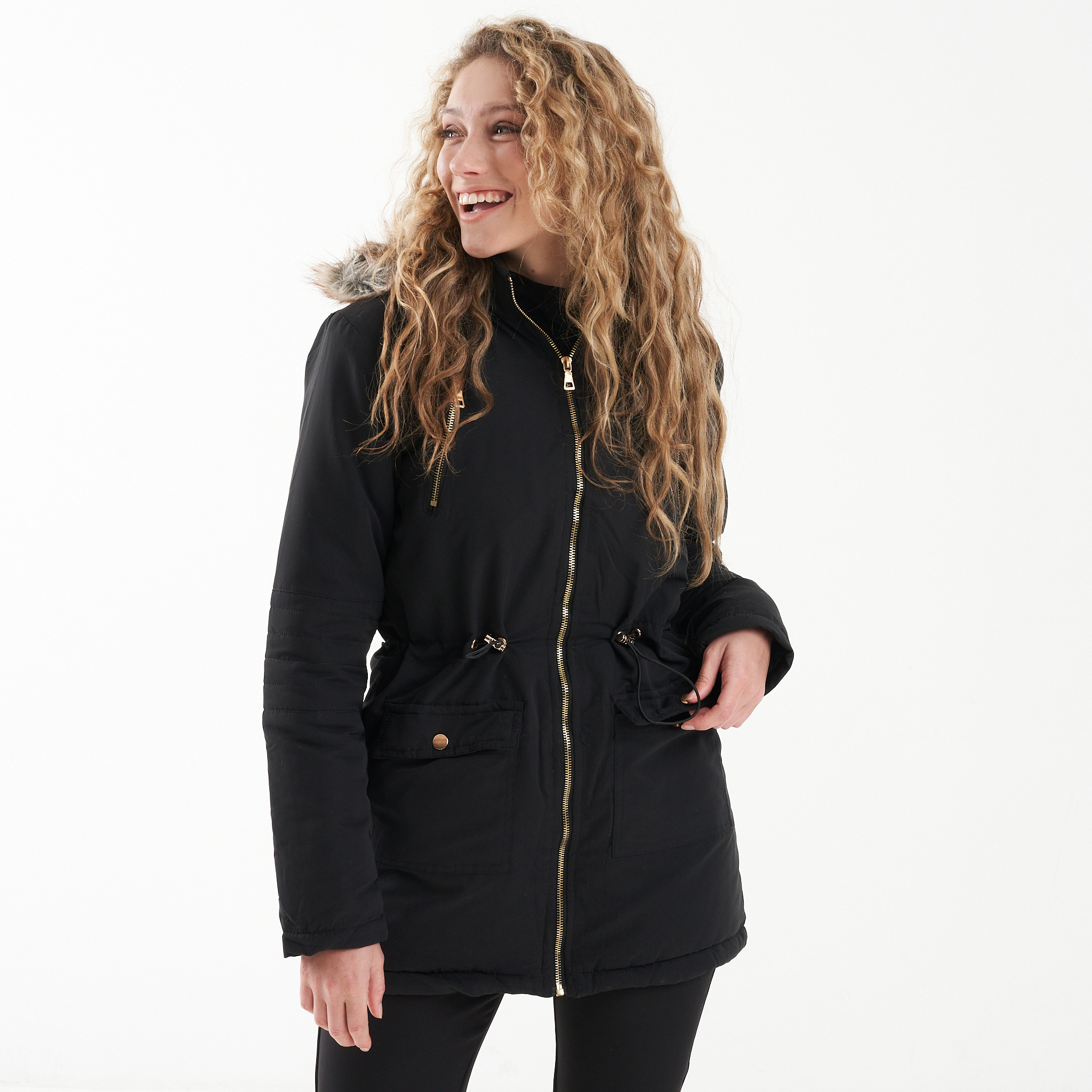 ladies fur lined parka coat