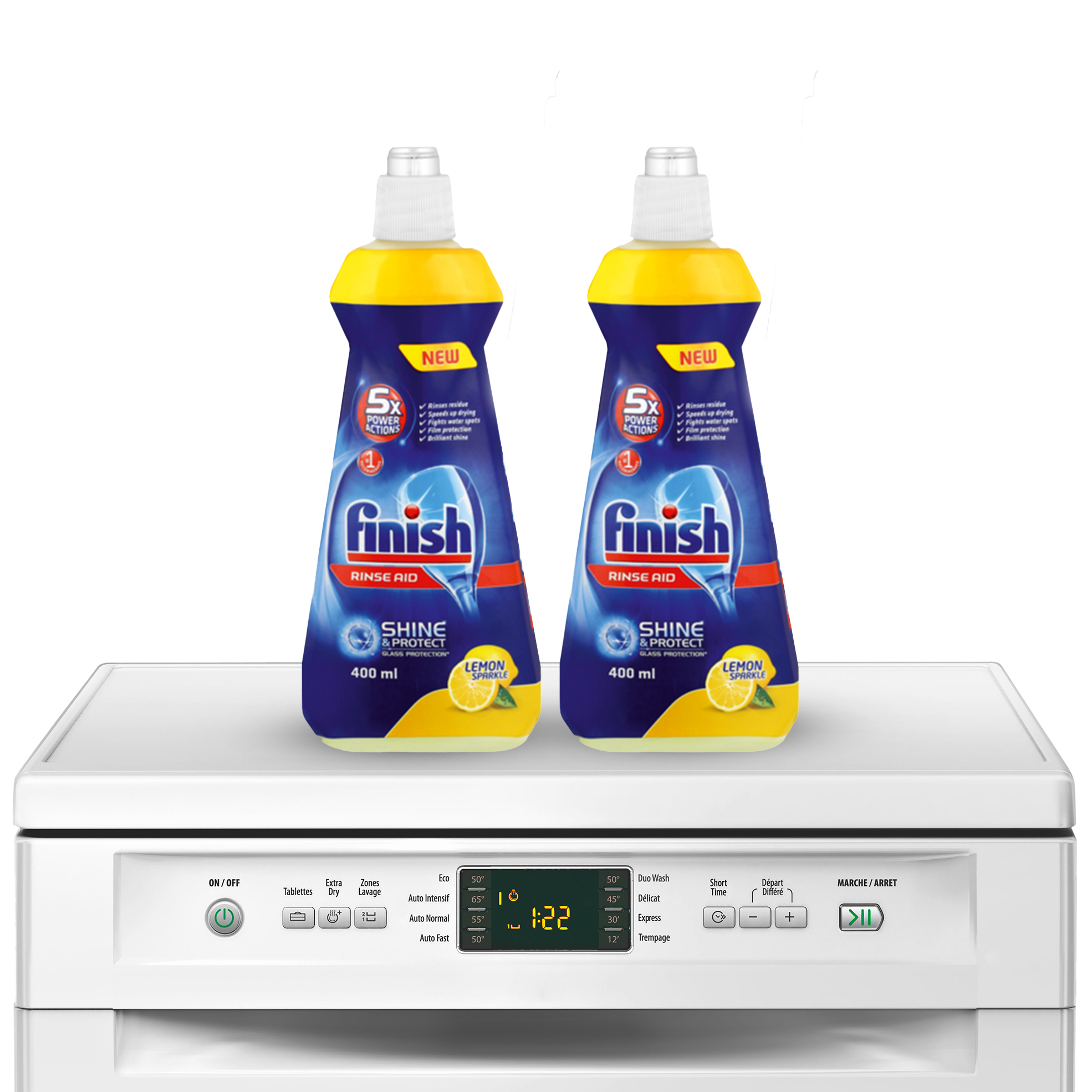 Finish 2x 400ml Lemon Rinse Aids | OneDayOnly