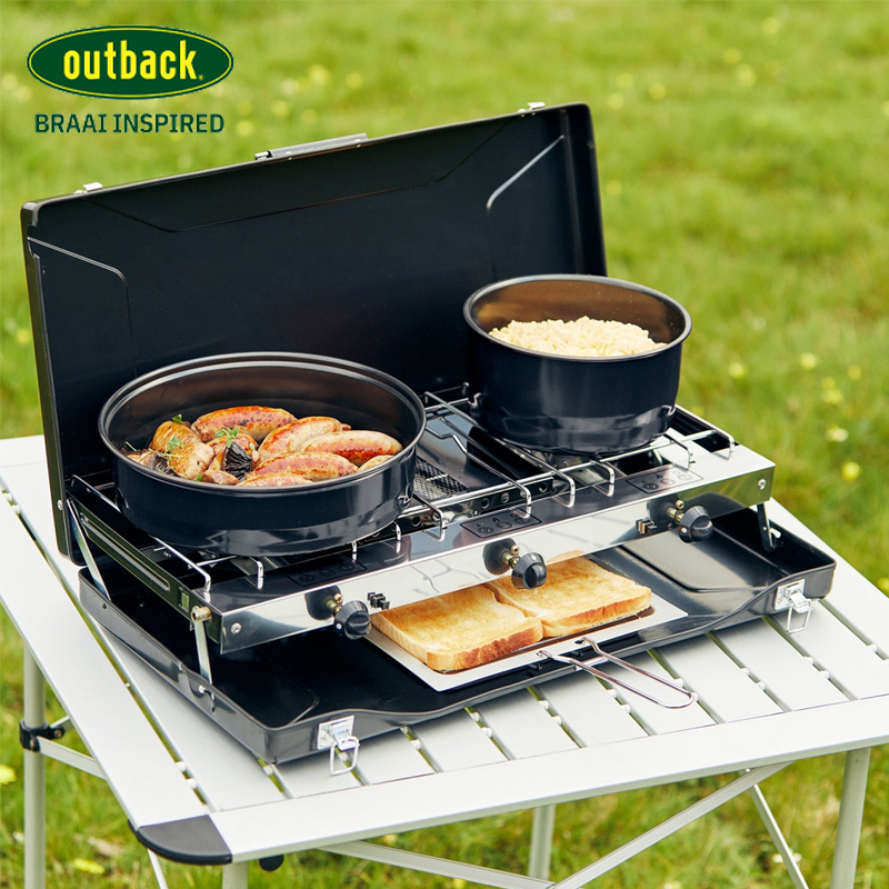 Two Burner Camping Stove with Toaster