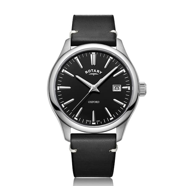 Men's Oxford Black Dial Leather Watch