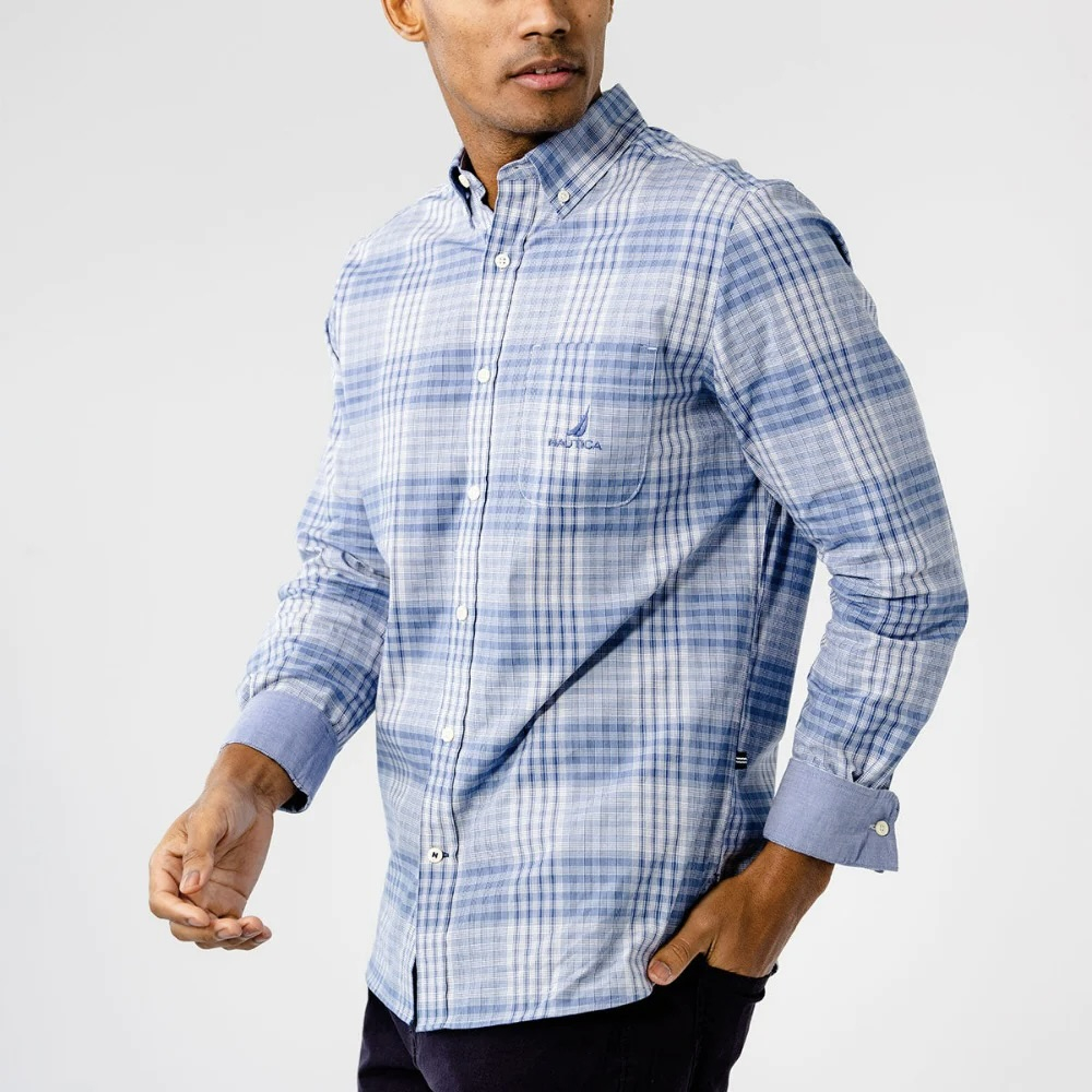 59% off on Nautica Men's Blues Check LS Shirt | OneDayOnly