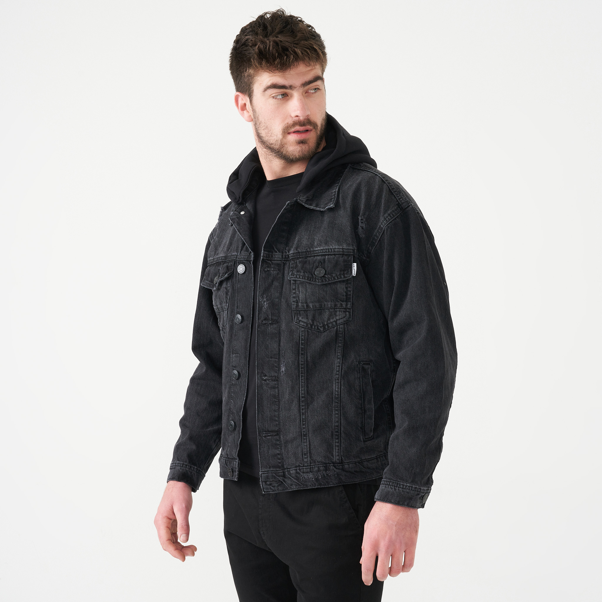 39% off on Chapter Men's Black Denim Jacket | OneDayOnly