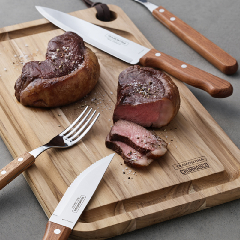 12-Piece Barbecue Set with Natural Wood Handle