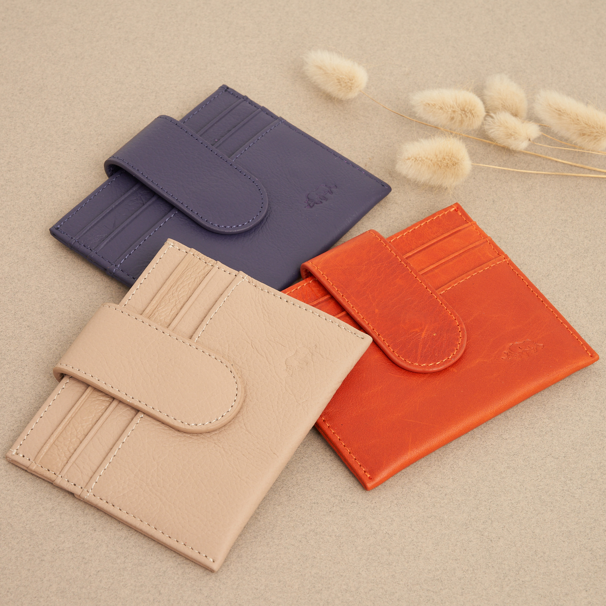 2x Genuine African Leather Wallets with Clip Closure