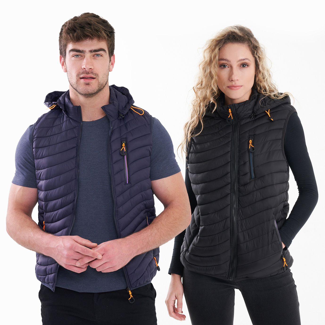 Unisex Sleeveless Puffer Jacket with Reflective Zips