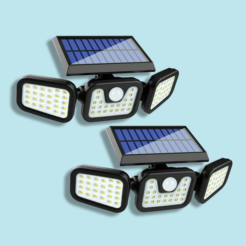 2x 74LED Waterproof Solar Induction Wall Lights