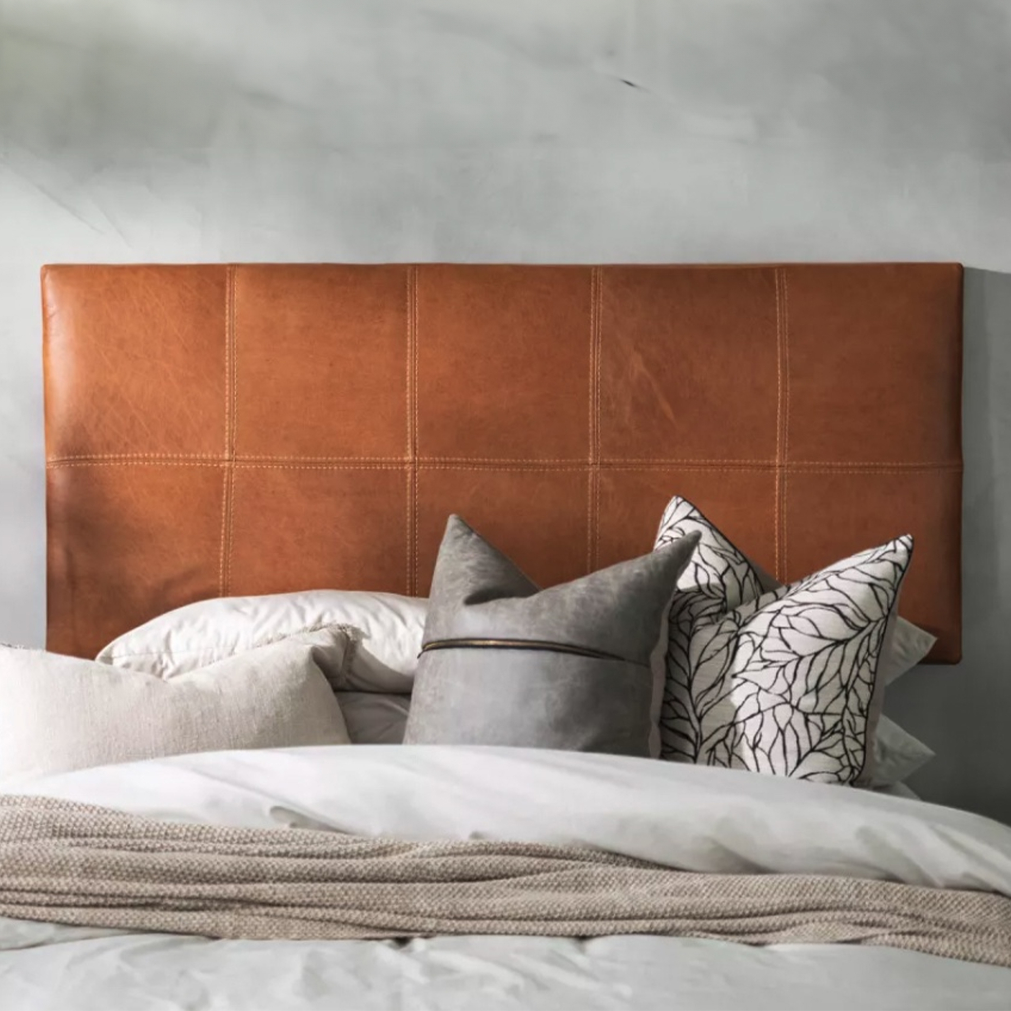 Vintage Tan Leather Headboard