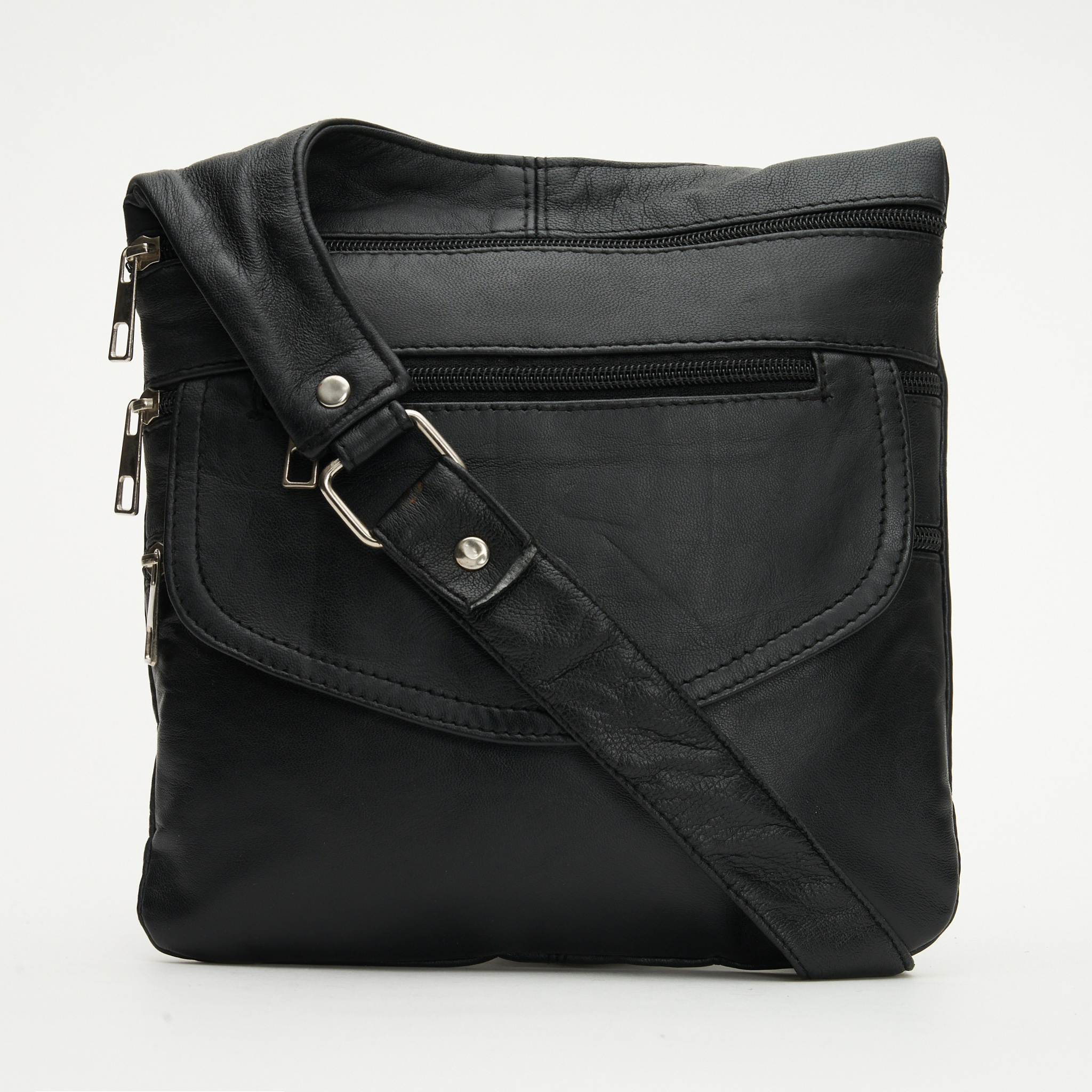 Genuine Leather Sling Bag with Pockets