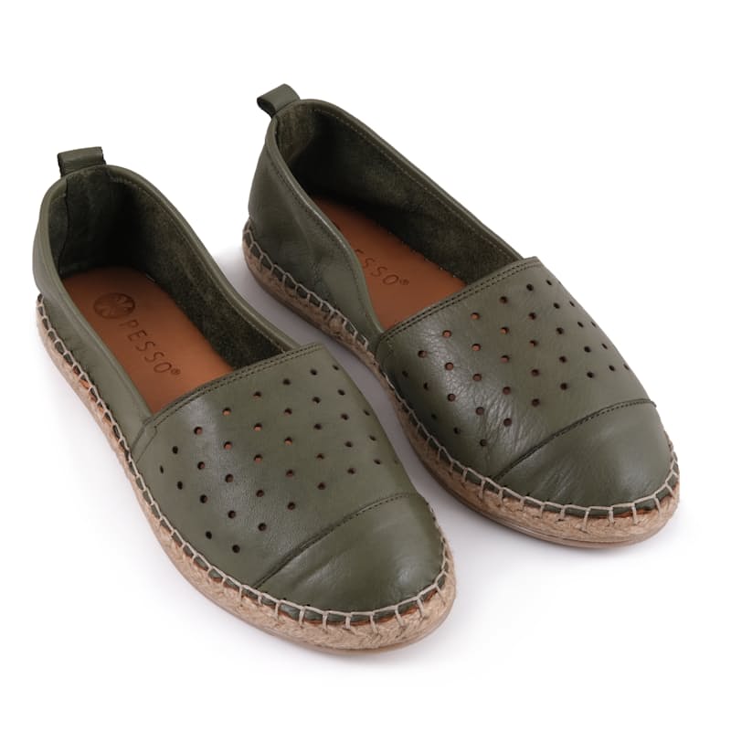 Clarks perforated discount leather espadrilles