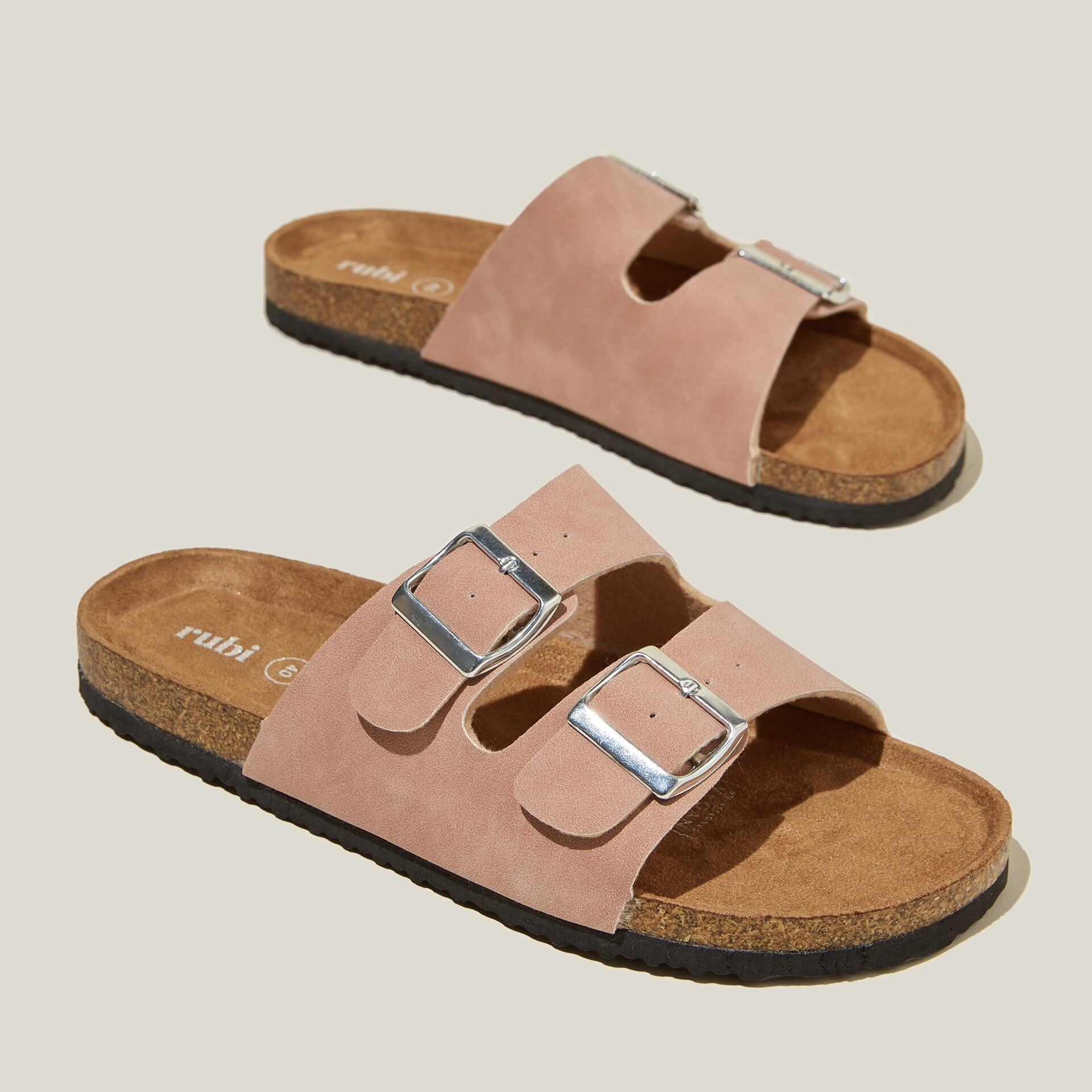 Black Double Buckle Strap Footbed Sandals | New Look