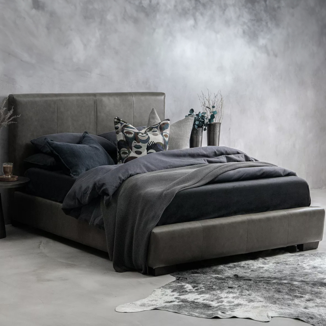 Full Grain Leather Bed Frame and Headboard