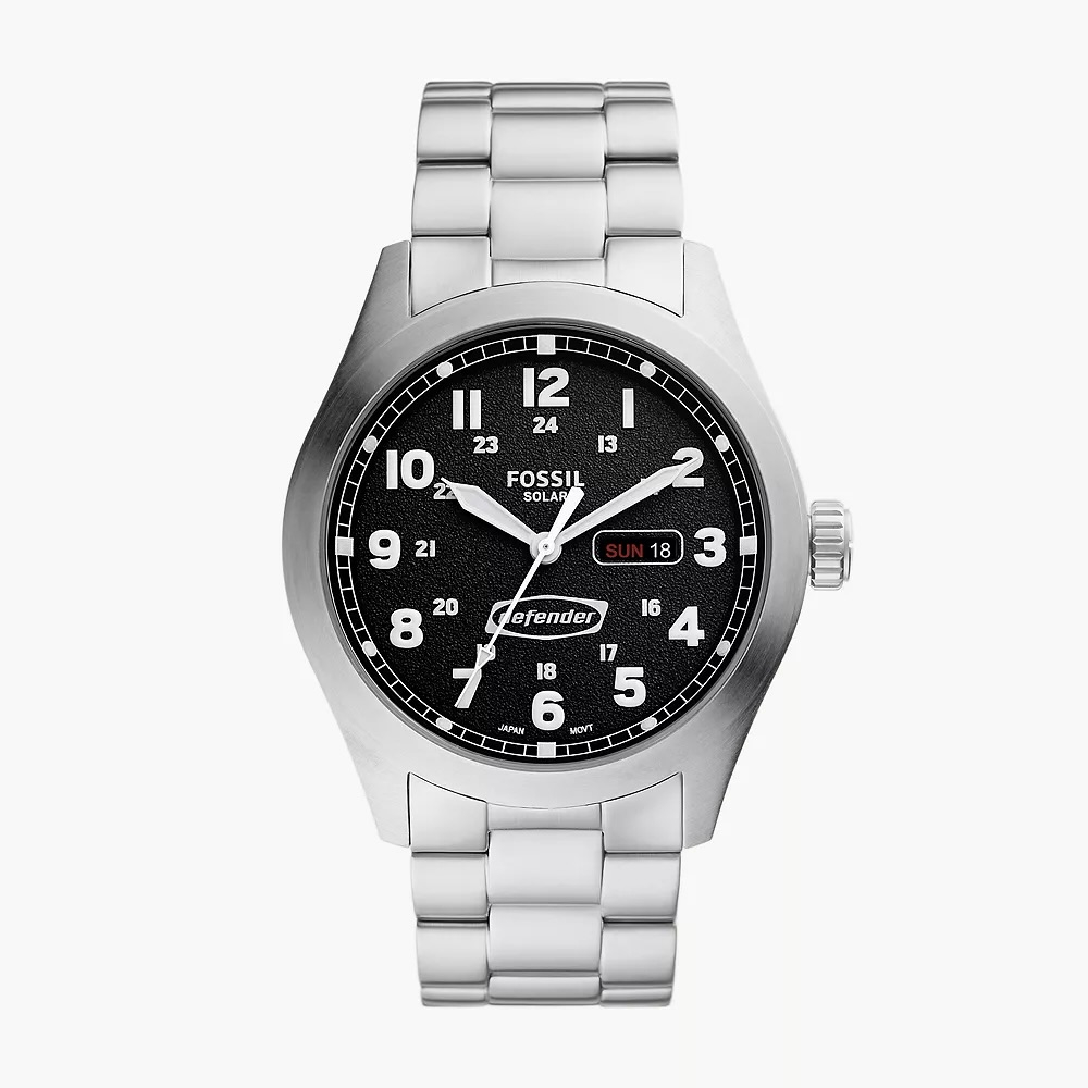 Men's Defender Solar-Powered Stainless Steel Watch