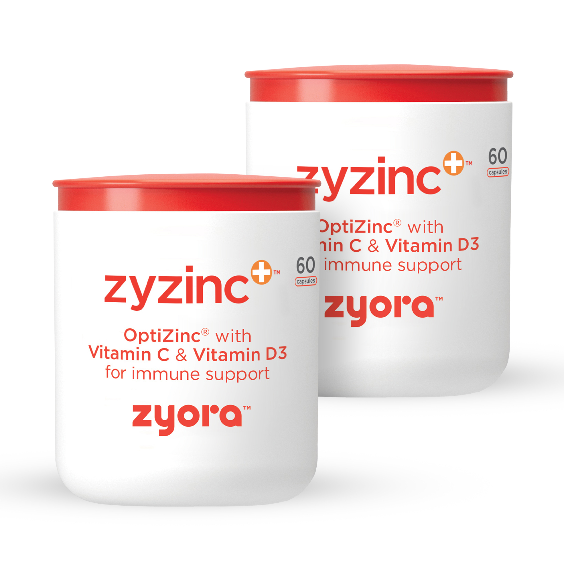 2x 60's Zyzinc+ with OptiZinc, 1000mg Vitamin C and D3 Capsules