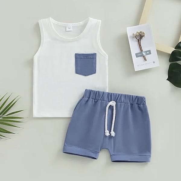 Boys Hooded Vest Top with Shorts Set