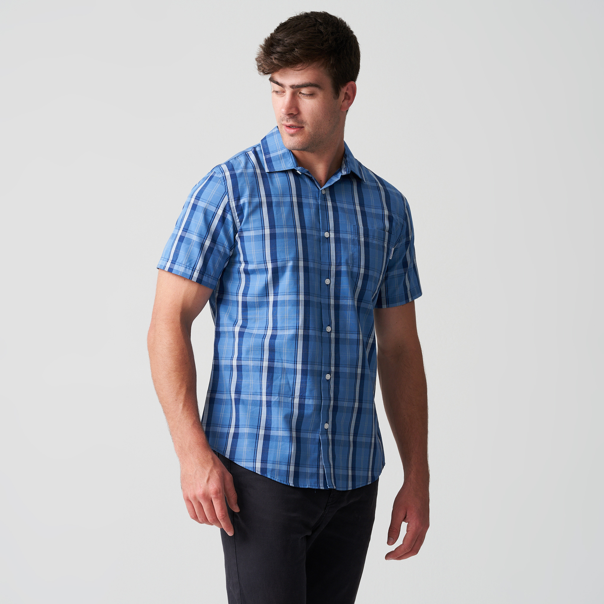 Downtown Boys SS Button Down Shirt - Fresh Blue main image 1