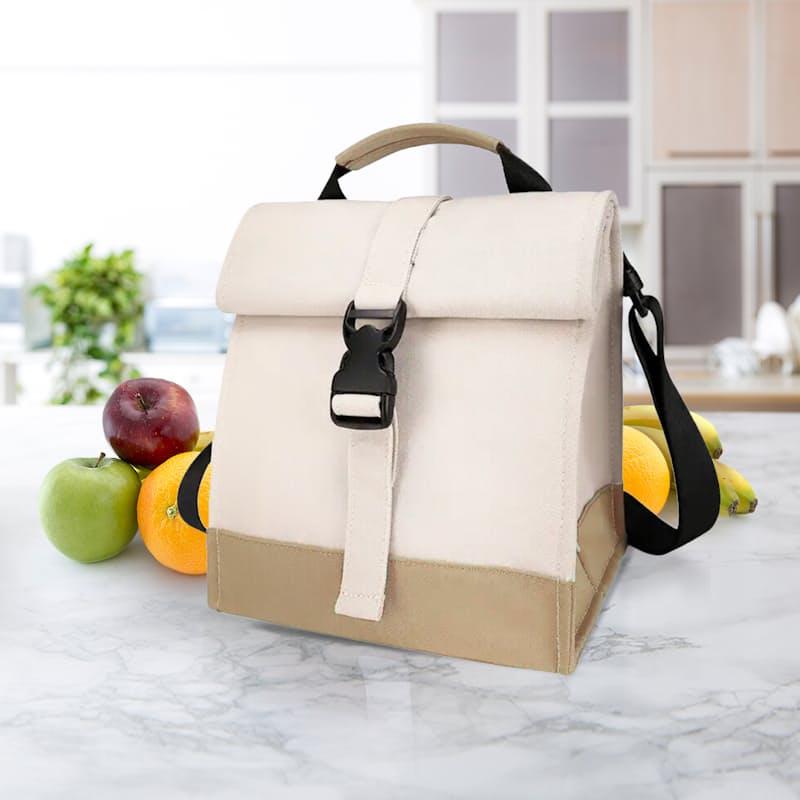 Lunch tote with shoulder top strap