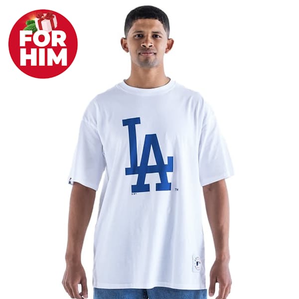 Men's 100% Cotton LA Dodgers Stripe Oversize T-shirt