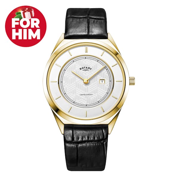 Men's Ultra Slim White Dial Gold Plated Watch