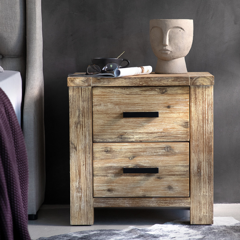 2-Drawer Rustic Bedside Table