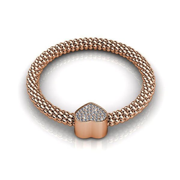 Chunky Heart Bracelet with Swarovski Crystals