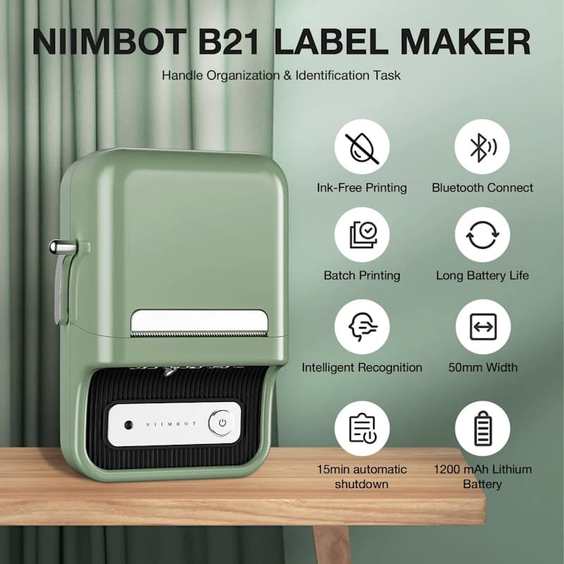 NIIMBOT B21 Label Maker Machine, 2 inches Barcode Label Printer Retro  Wireless Thermal Sticker Printer (Milky White) 