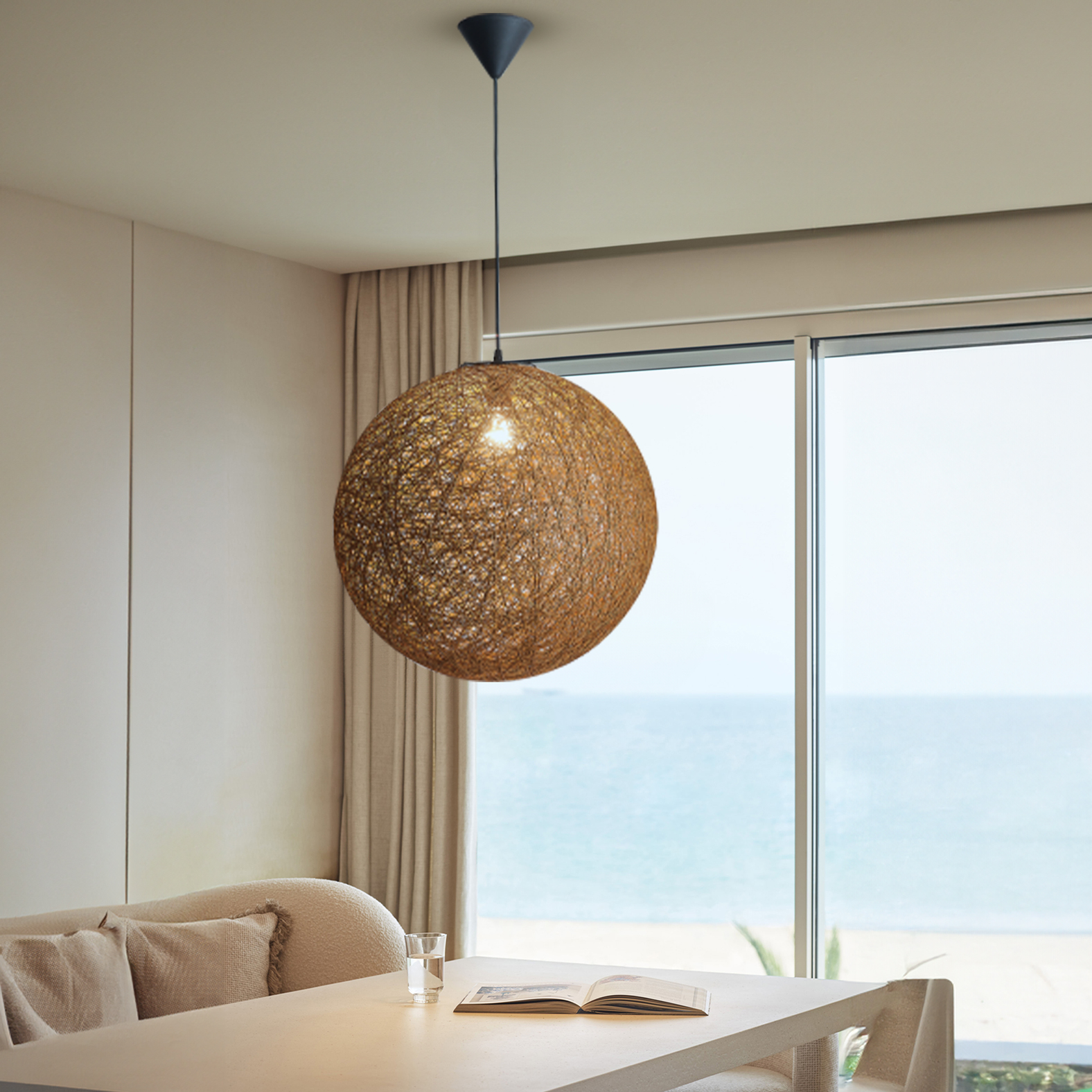 36% off on Natural Round Twine Weaved Pendent | OneDayOnly