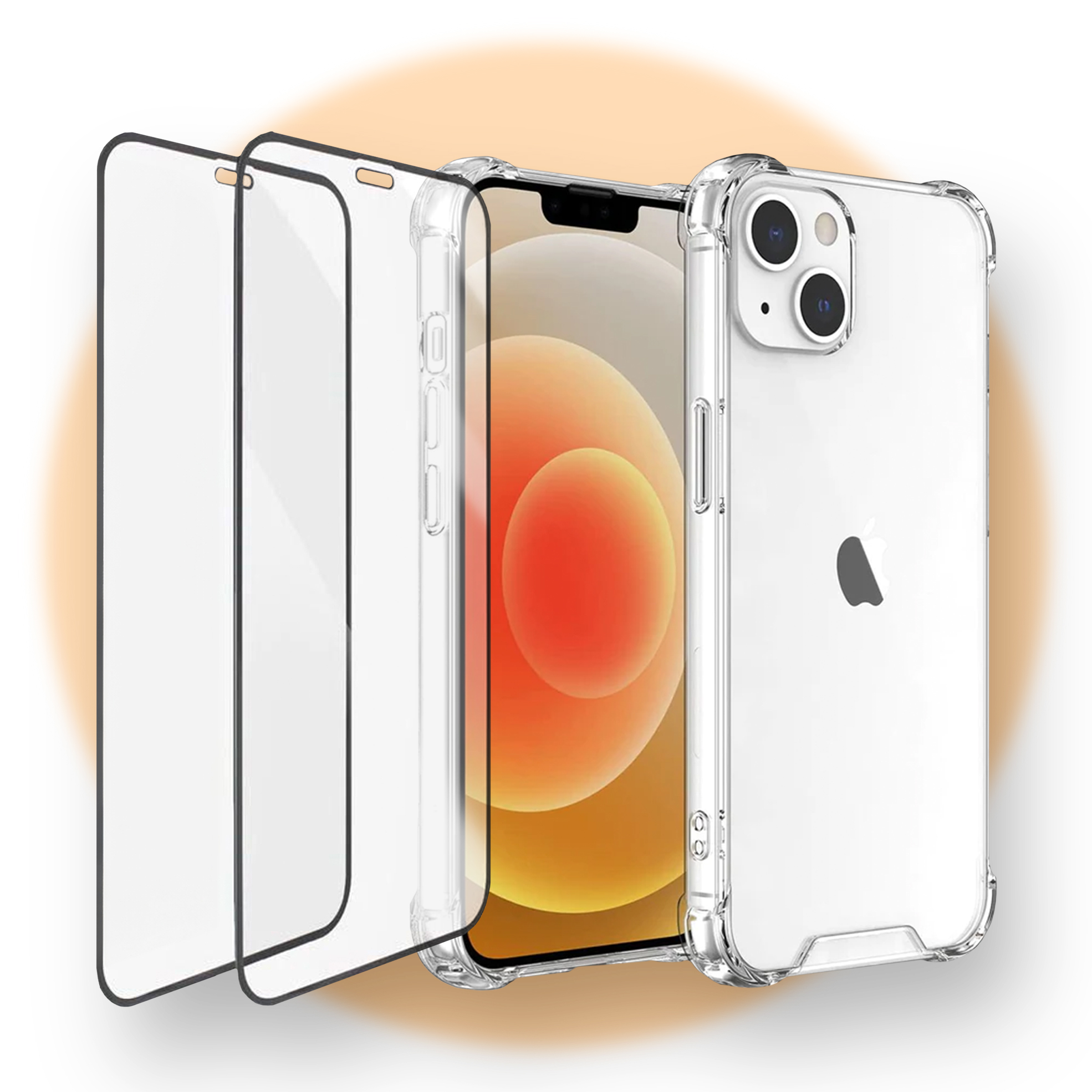 1x Case + 2x Black-Edged Screen Protectors Bundle for Samsung/iPhone