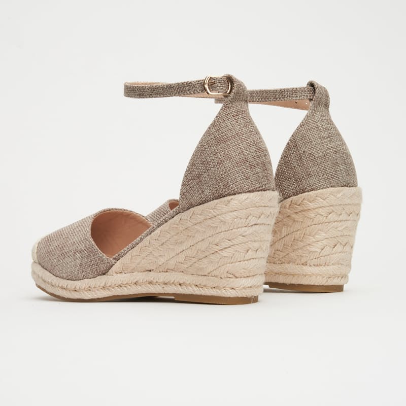 Open Toe Low Heel Closed Toe Wedges Beige Sandals For Women