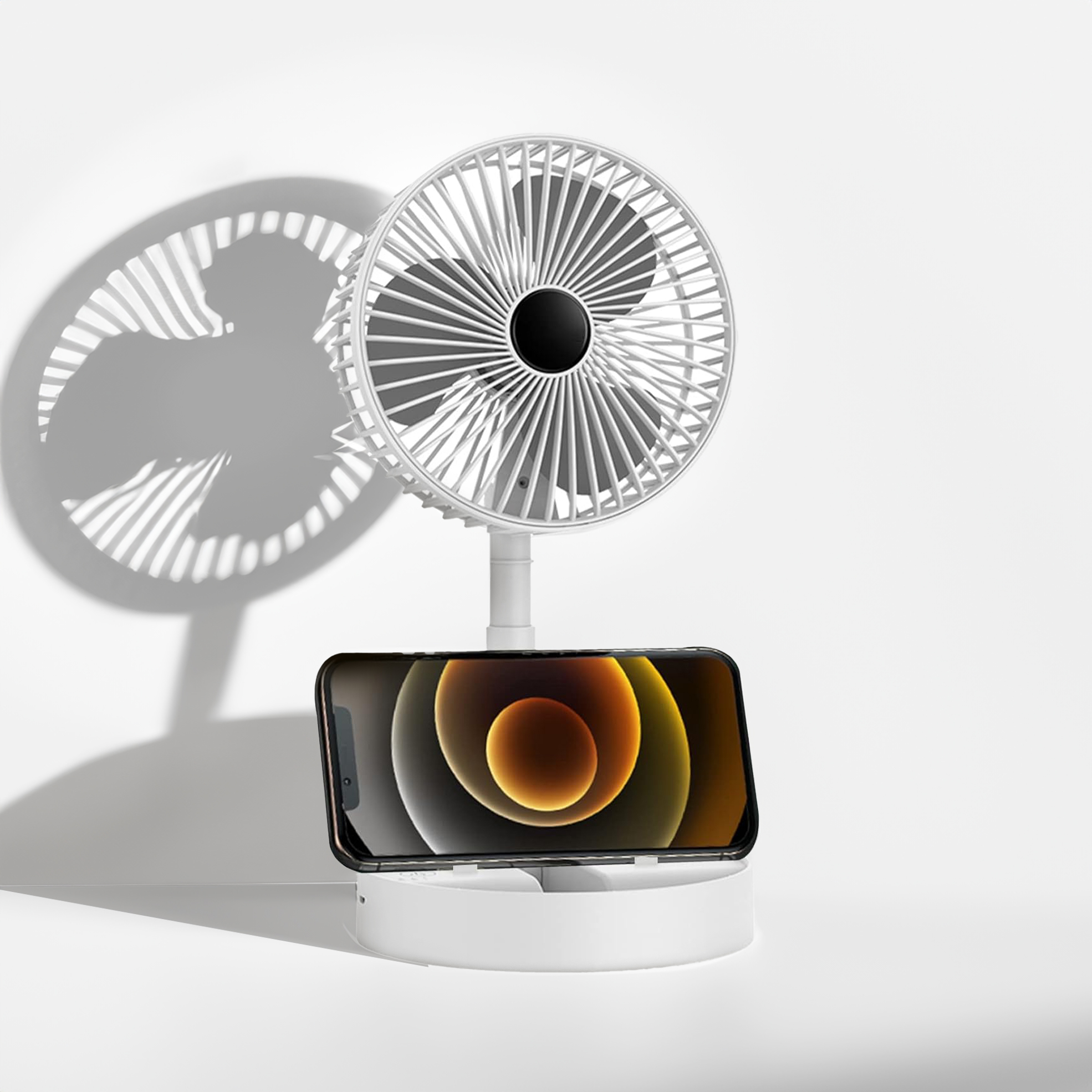 3-in-1 USB Rechargeable Fan with Phone Holder
