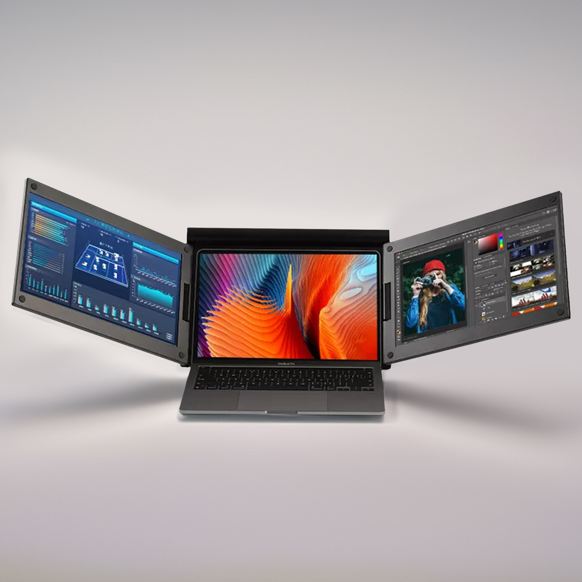 13" Portable Triple Screen Display Monitor