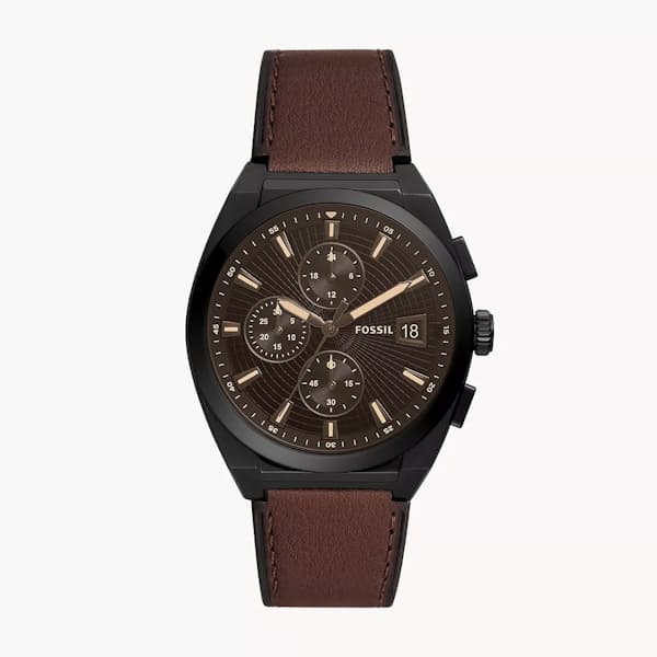 Men's Genuine Leather Everett Chronograph Brown LiteHide Watch