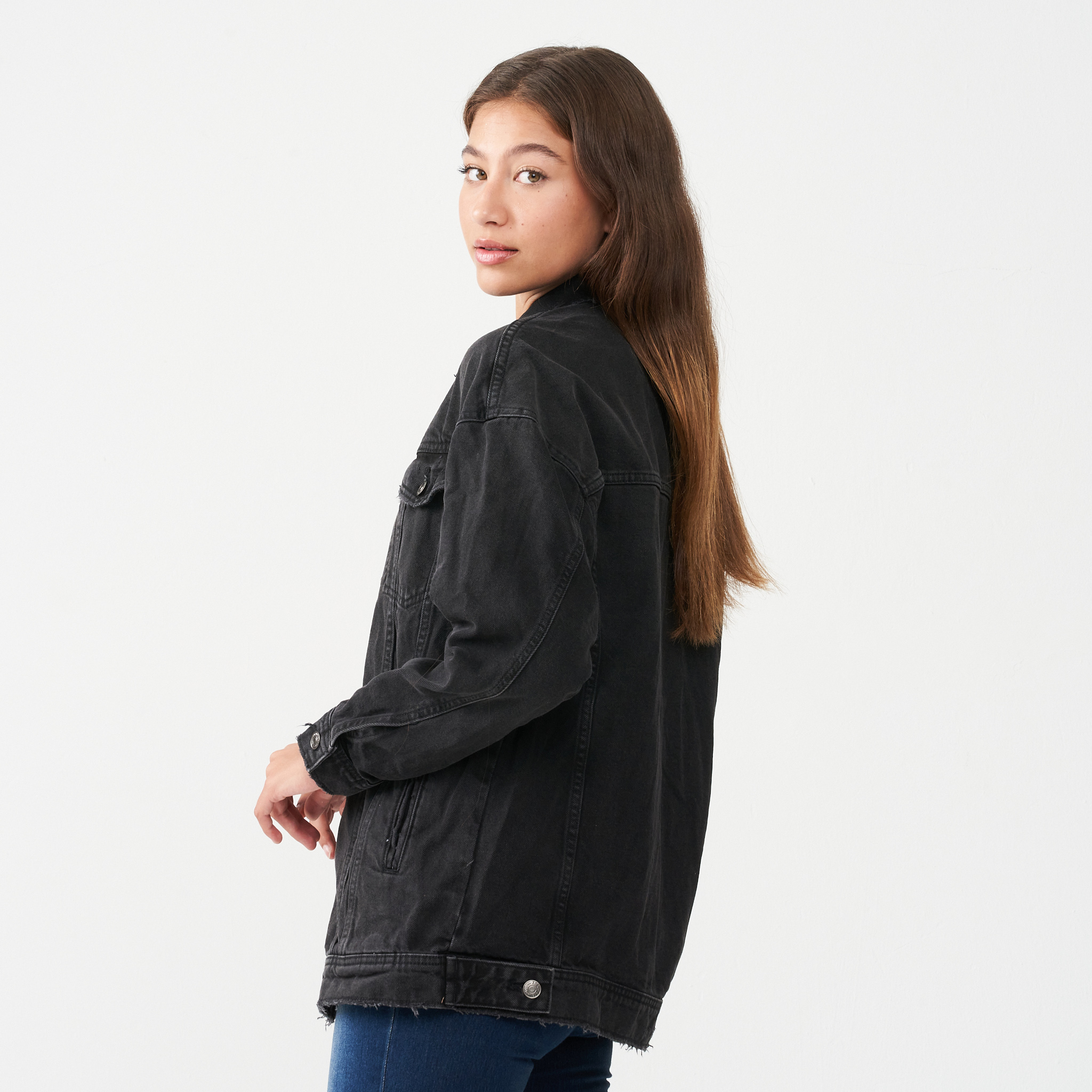 57% off on Ladies Black Oversized Denim Jacket | OneDayOnly