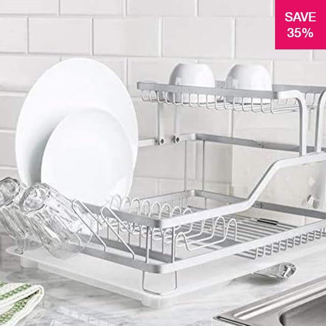 35% off on Spring 2-Tier Aluminium Dish Rack | OneDayOnly