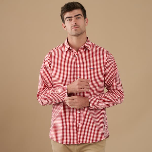Men's Arnold Red Check Long Sleeve Classic Shirt