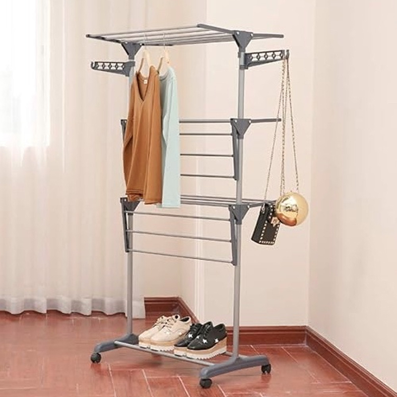 Foldable Grey Clothing Rack (Model: HCR001)