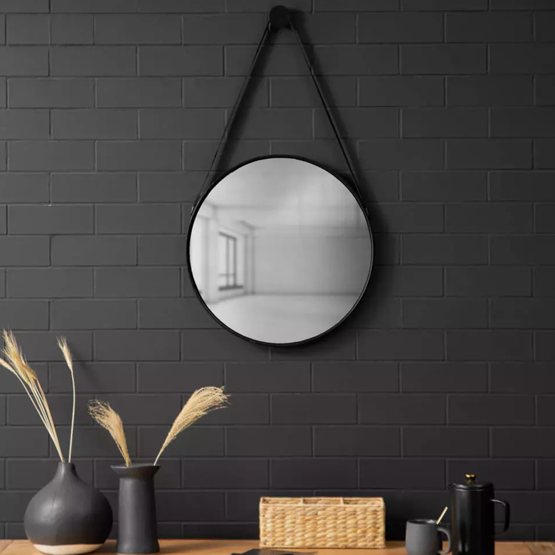 Industrial Style Round Mirror